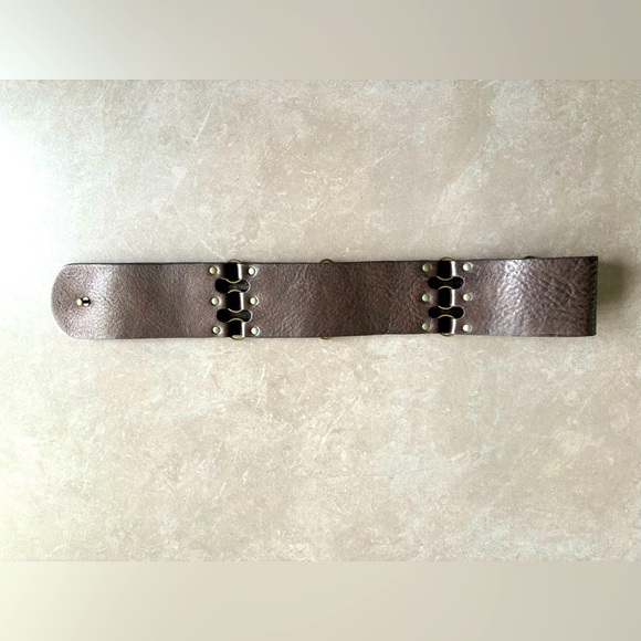 Boho, Punk Style Wide Unisex Belt, Genuine Italian Leather, Made in Canada L - Picture 4 of 8